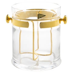 Cubitera para champán Guzzini de cristal y baño de oro, hacia 1970