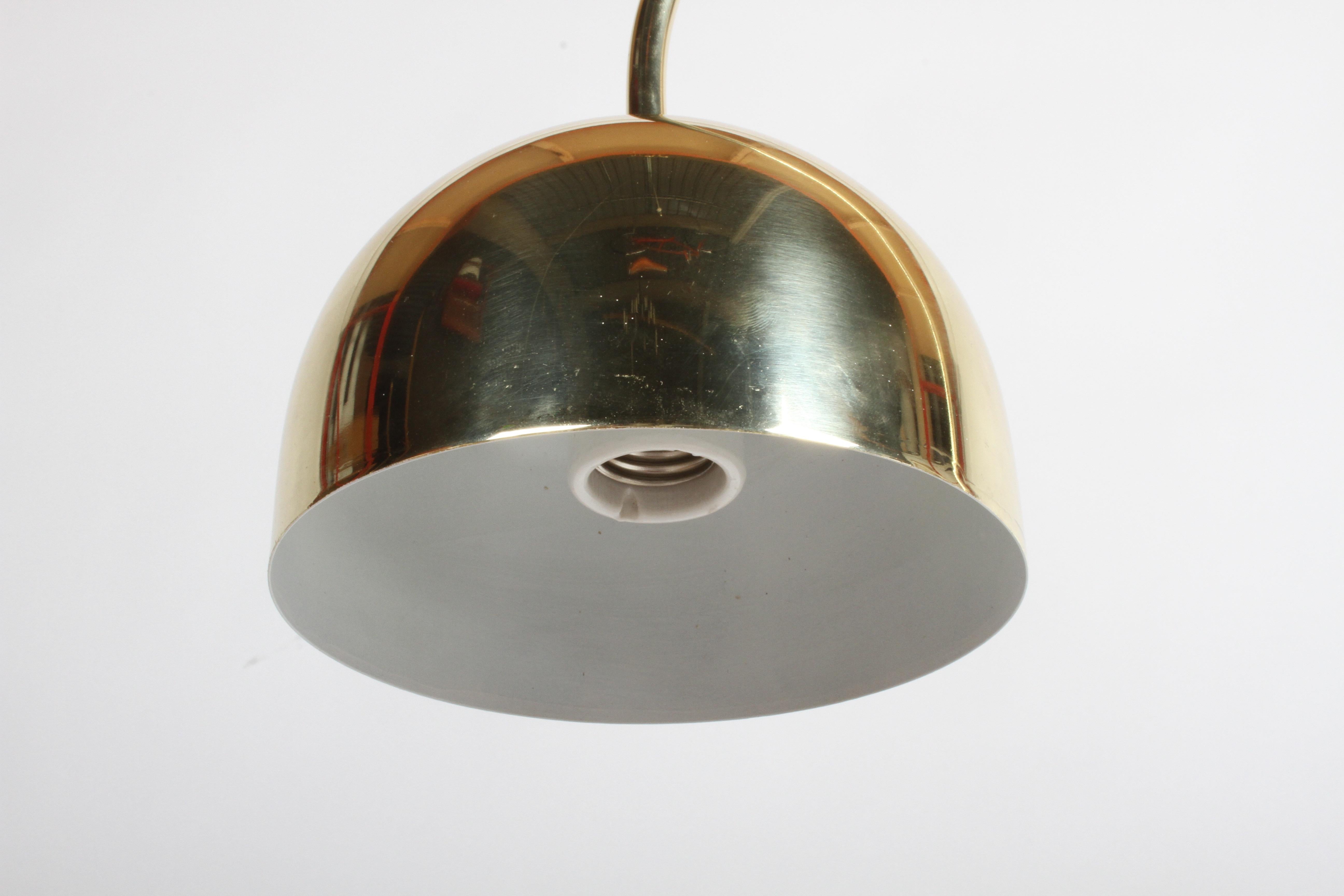 Guzzini Italian Brass Arc Table Lamp on Travertine Base, Restored For Sale 3