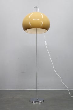Guzzini Meblo Floor Lamp with Plastic Shade, Italy 1970s — Space Age Chrome