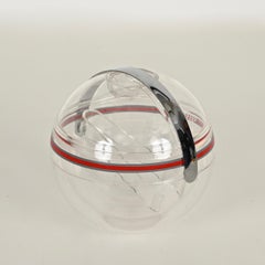 Guzzini Midcentury Clear Plastic And Chrome Ball-Shaped Ice Bucket, Italy 1970s