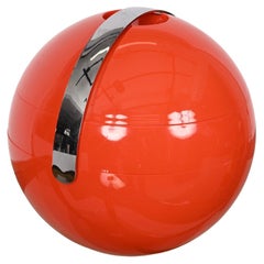 Guzzini Midcentury Orange Plastic Ball-Shaped Italian Ice Bucket, 1970s 'New'