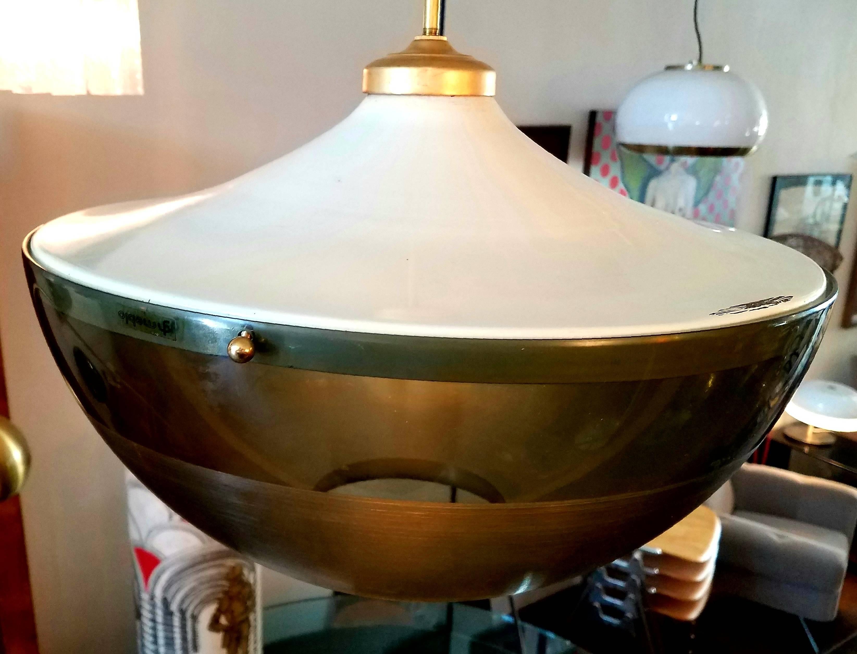 Mid-Century Modern Guzzini Pair of Large Pendant for Meblo