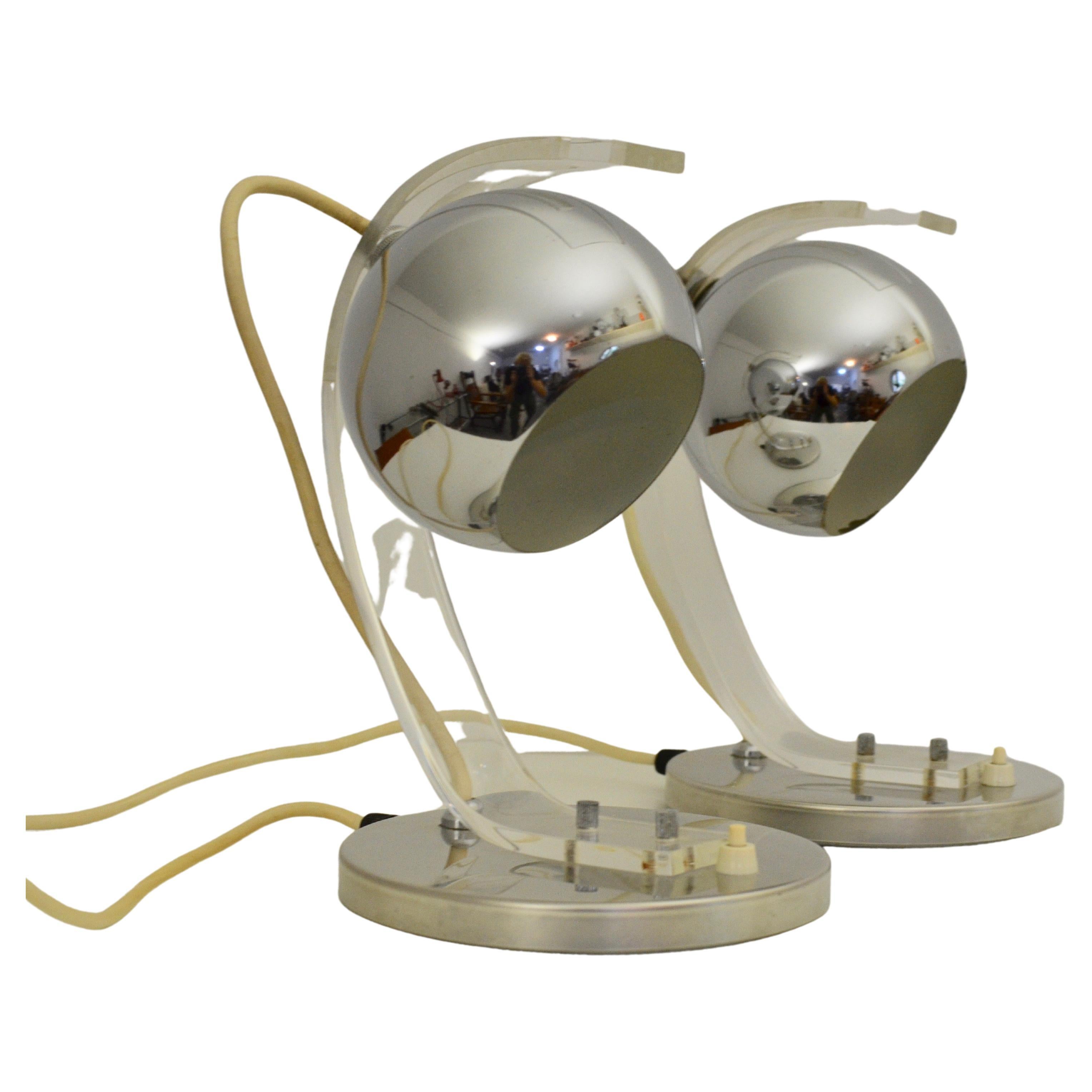 Guzzini Space Age-Tischlampe, 1970er-Jahre, Paar