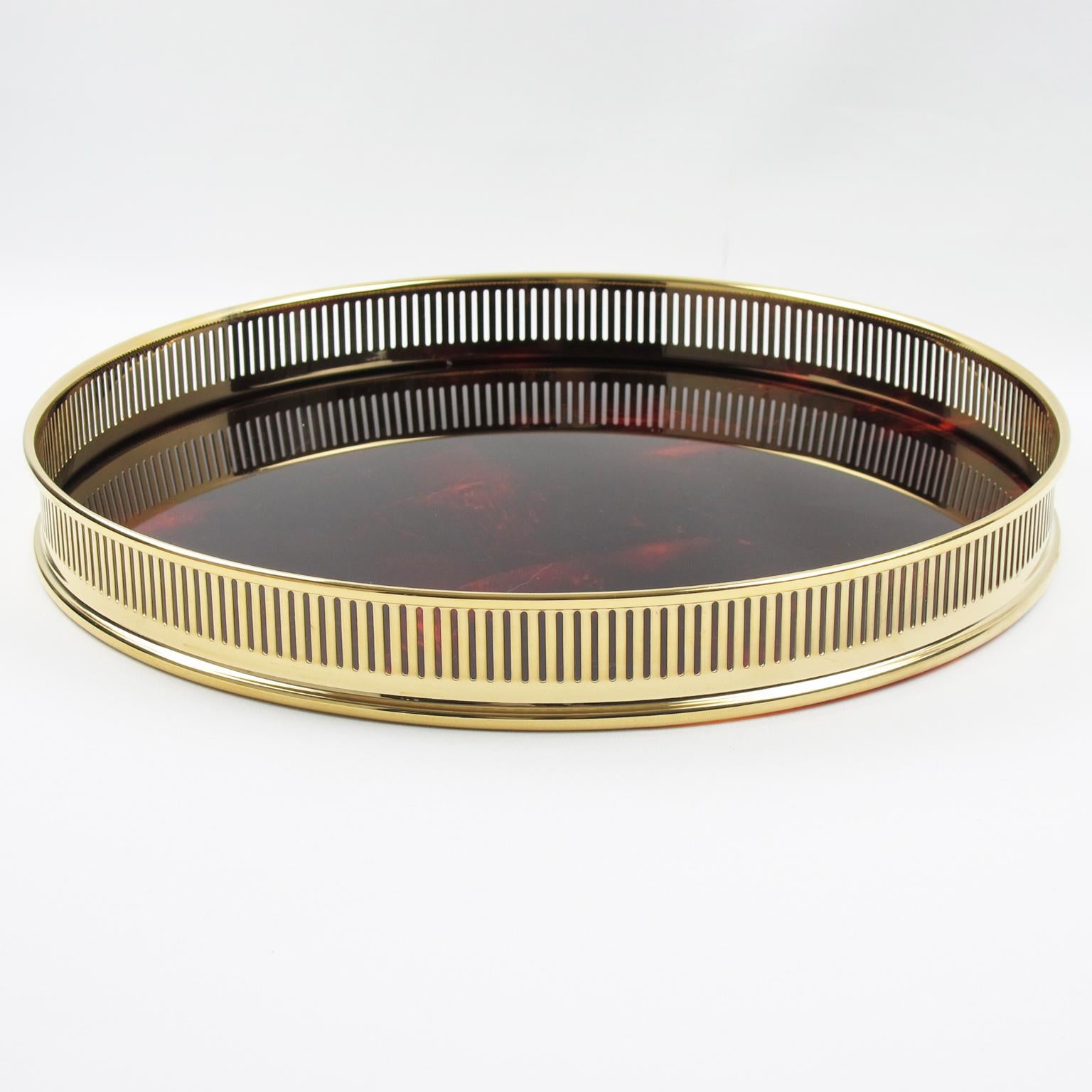 Bandeja de servir Guzzini de carey, lucita y chapa de oro, hacia 1970 en Excelente estado para la venta en Atlanta, GA