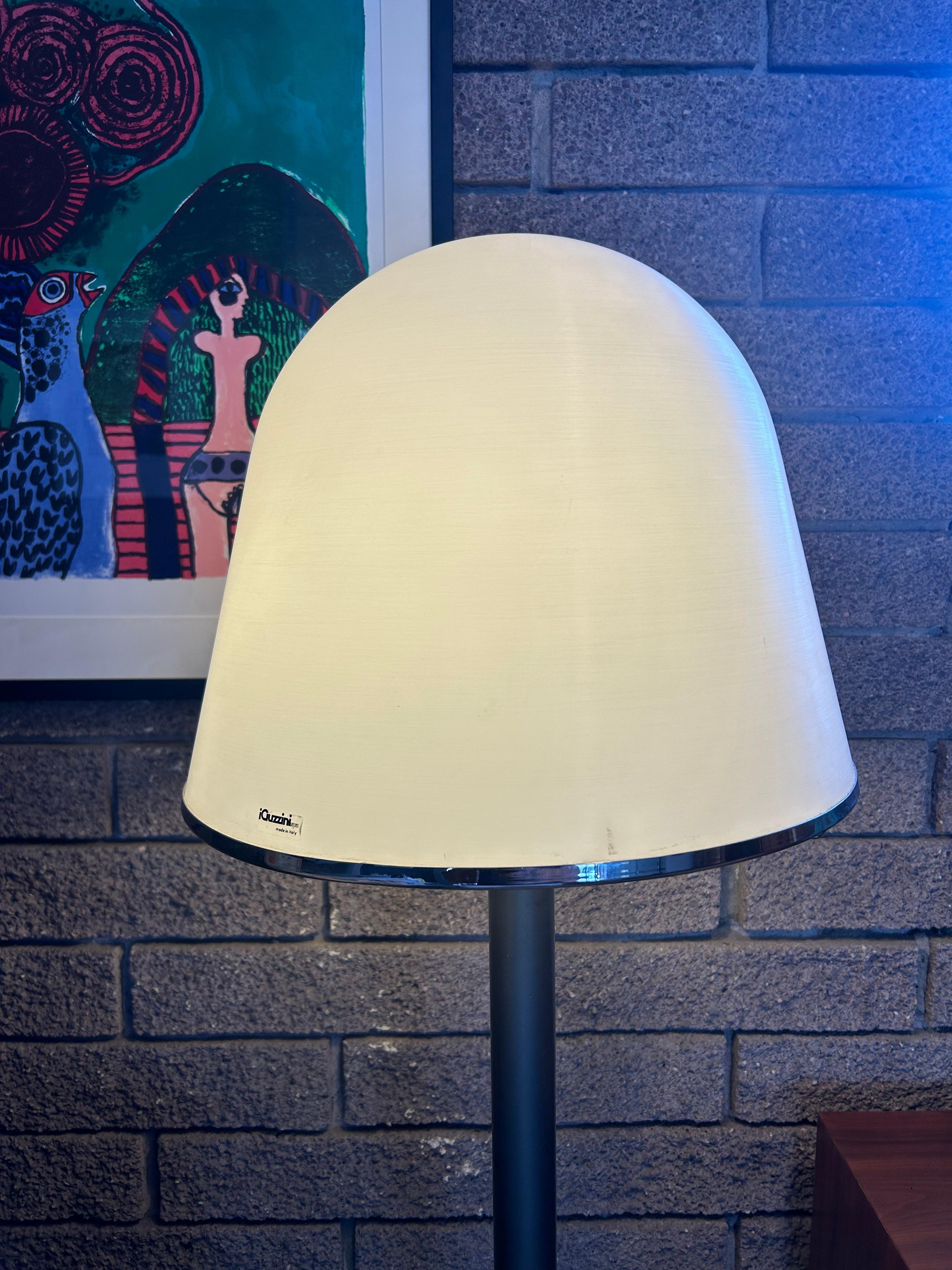 Mid-Century Modern Guzzini White & Chrome Italian Floor Lamp For Sale