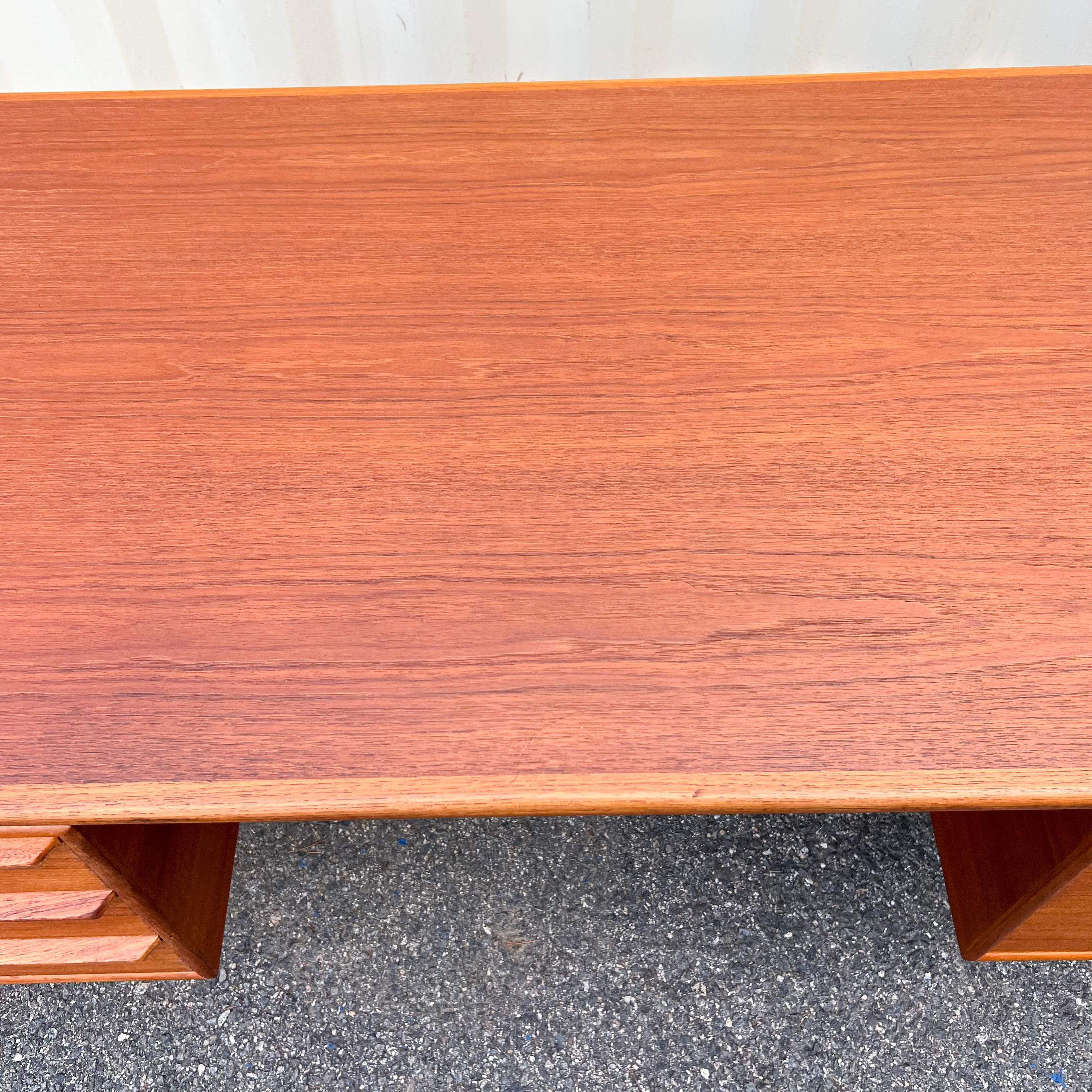 G.V. Gasvig for GV Mobler Danish Modern Floating Drawer Teak Writing Desk For Sale 7