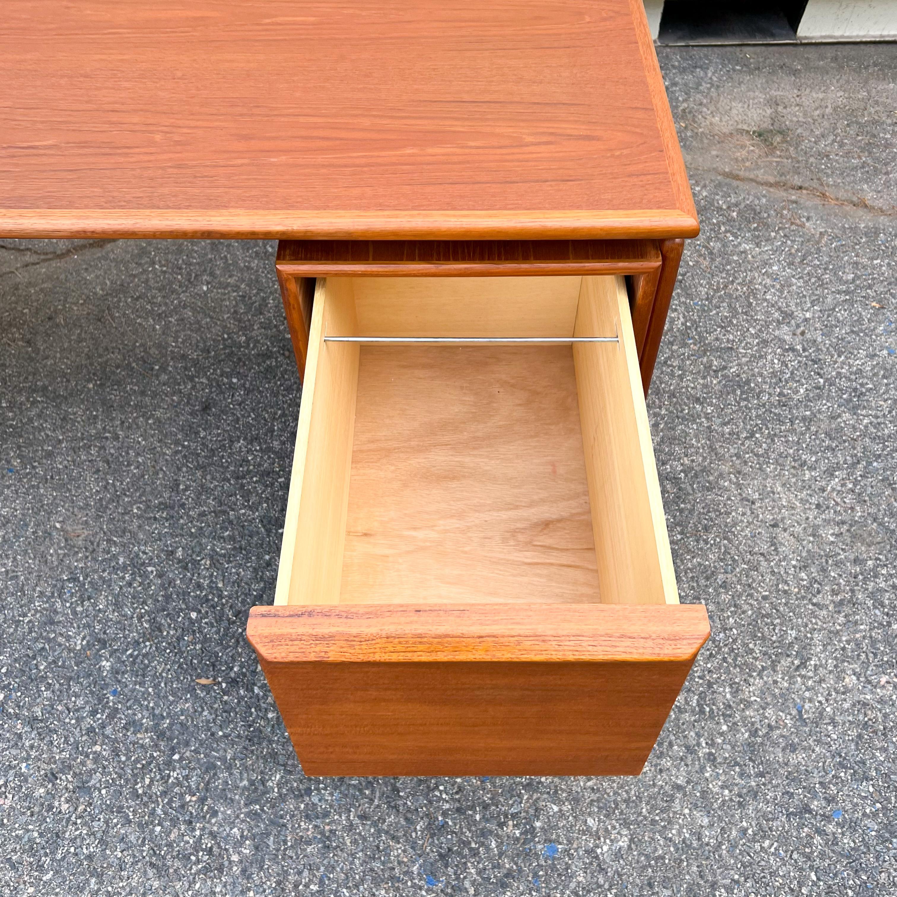 G.V. Gasvig for GV Mobler Danish Modern Floating Drawer Teak Writing Desk For Sale 9
