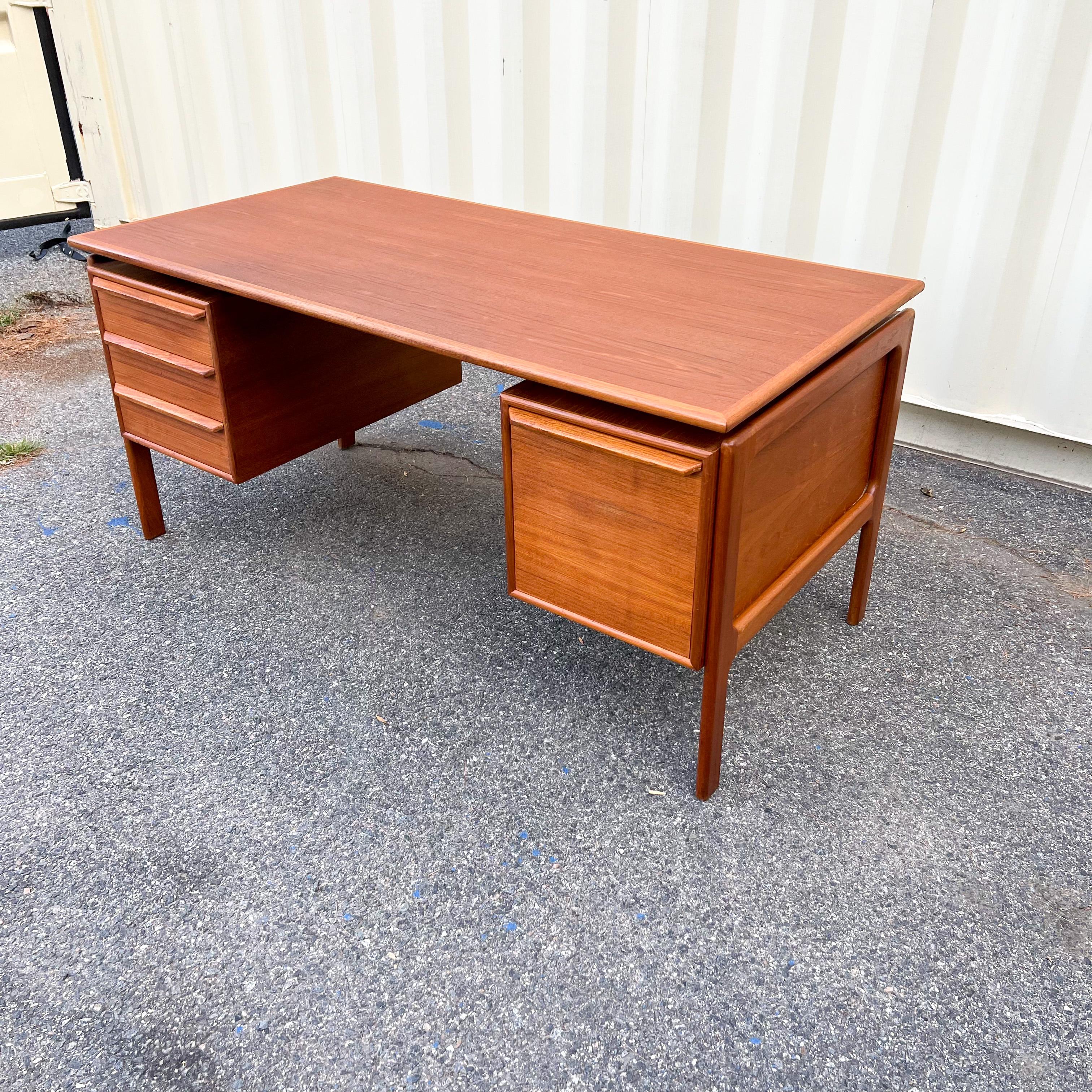 Mid-Century Modern G.V. Gasvig for GV Mobler Danish Modern Floating Drawer Teak Writing Desk For Sale