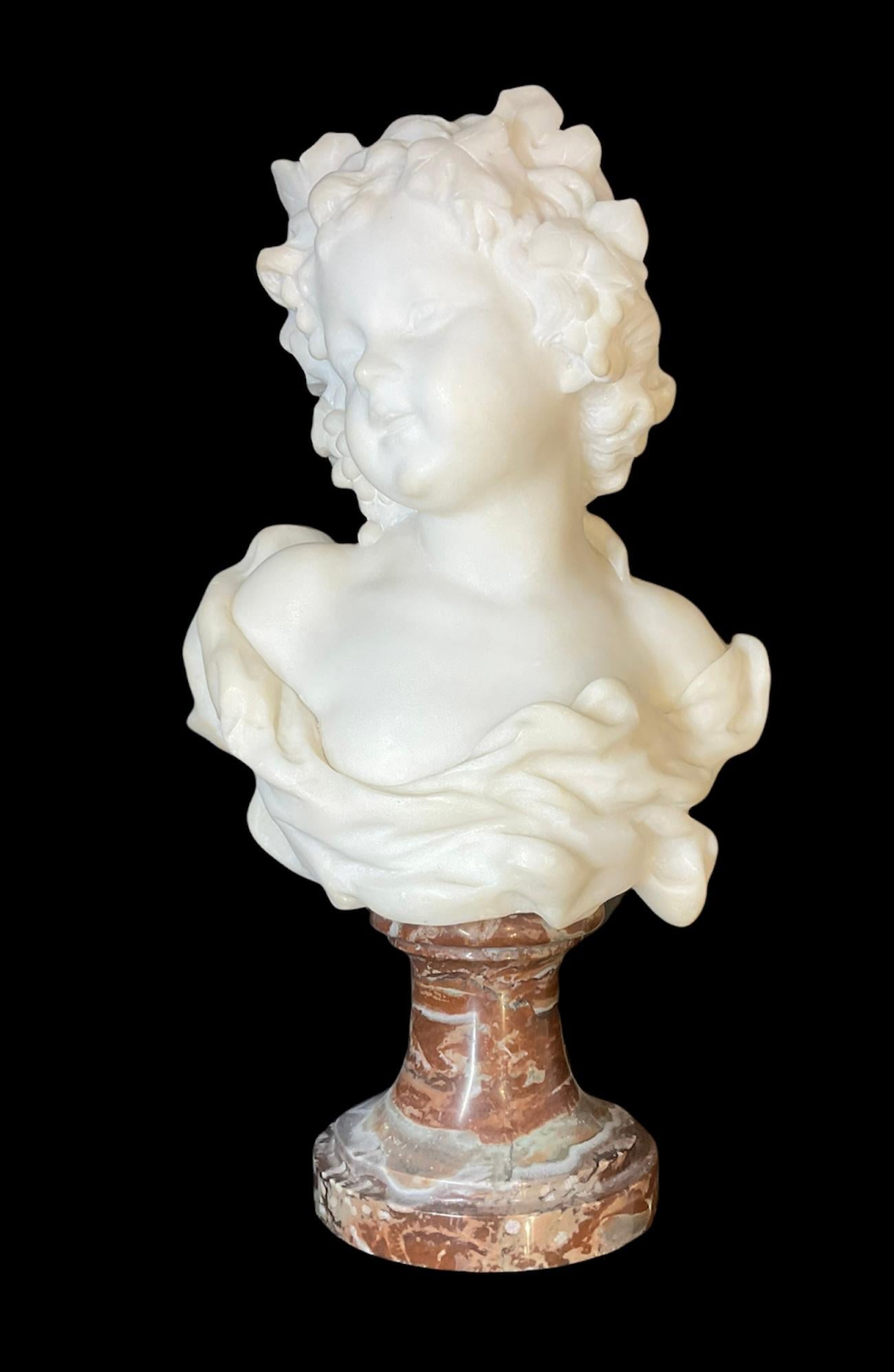 G.V. Vaerenbergh Allegory of Autumn White Marble Bust of a Young Girl 3