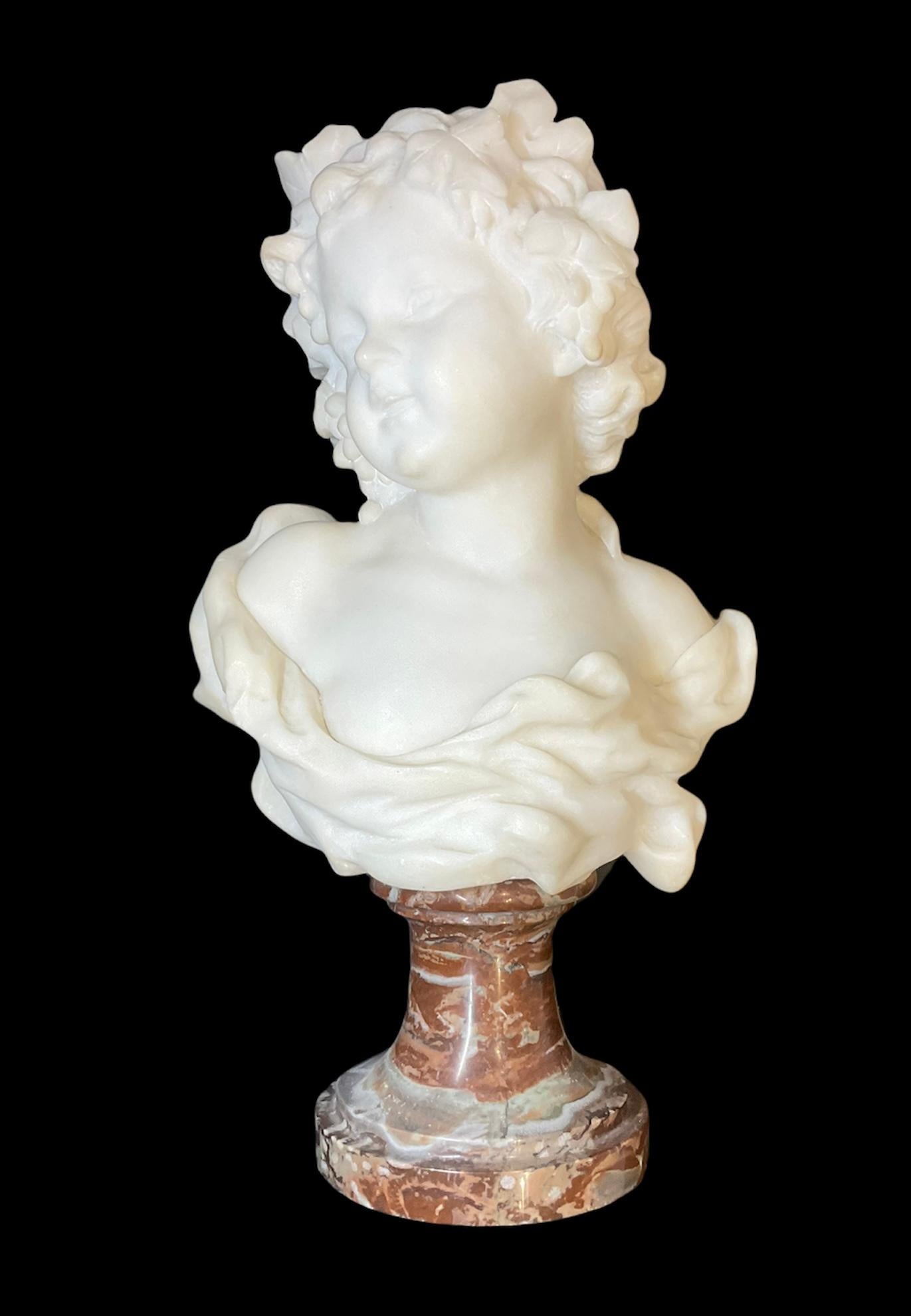 Belgian G.V. Vaerenbergh Allegory of Autumn White Marble Bust of a Young Girl