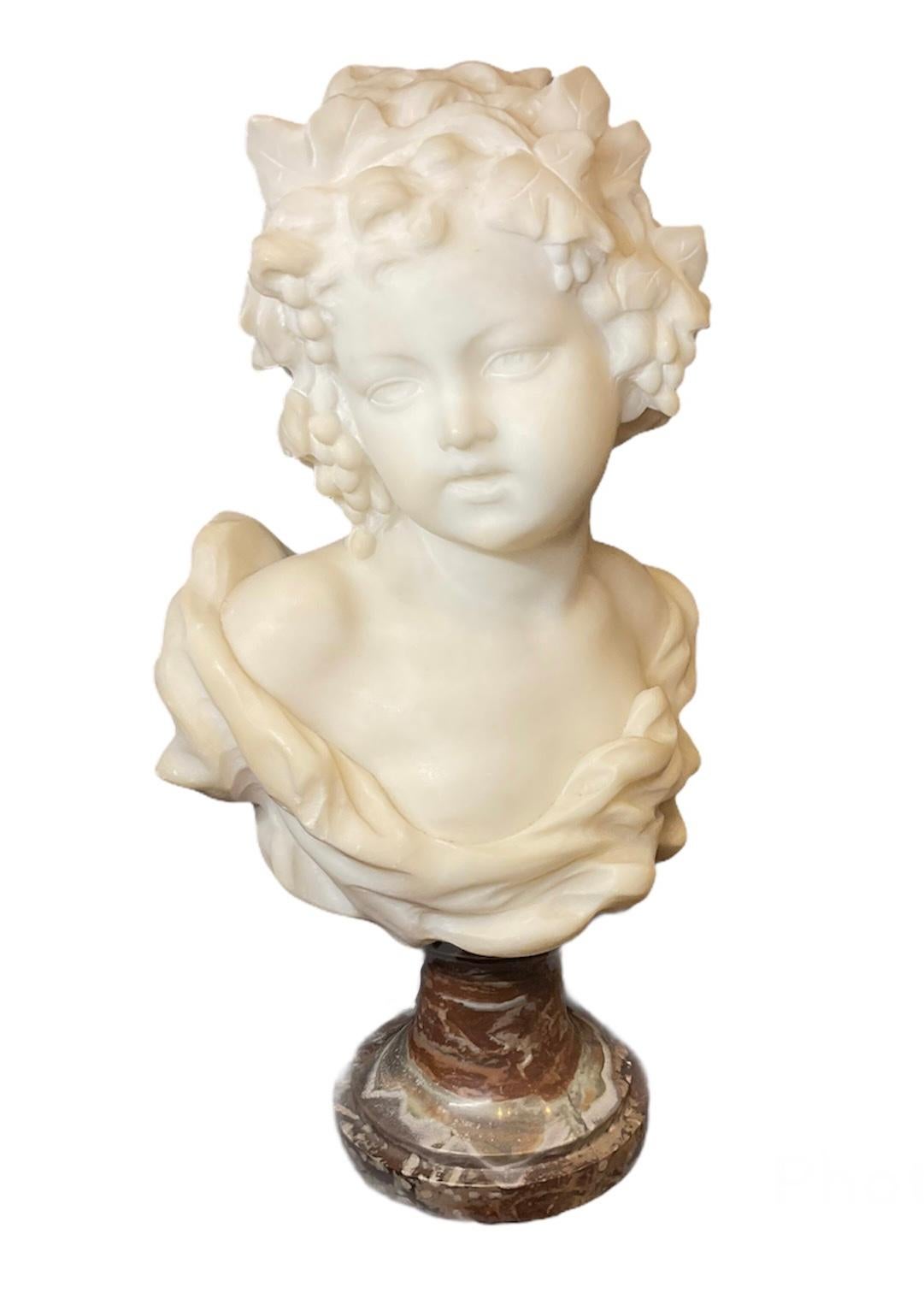 20th Century G.V. Vaerenbergh Allegory of Autumn White Marble Bust of a Young Girl