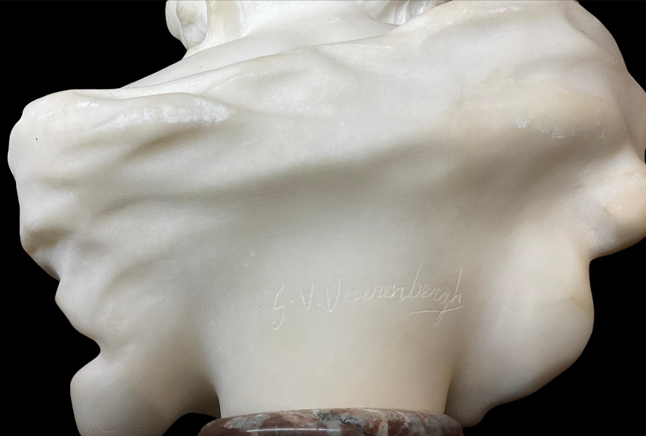 G.V. Vaerenbergh Allegory of Autumn White Marble Bust of a Young Girl 1