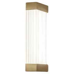 GV400 Wall Lamp in Satin Brass with a Ribbed Blown Glass Diffuser by Daluce