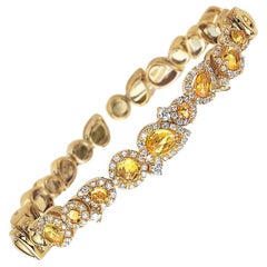 G.Verdi for Cellini, 18kt Gold, 2.88ct. Yellow Sapphire & .94ct. Diamond Bangle