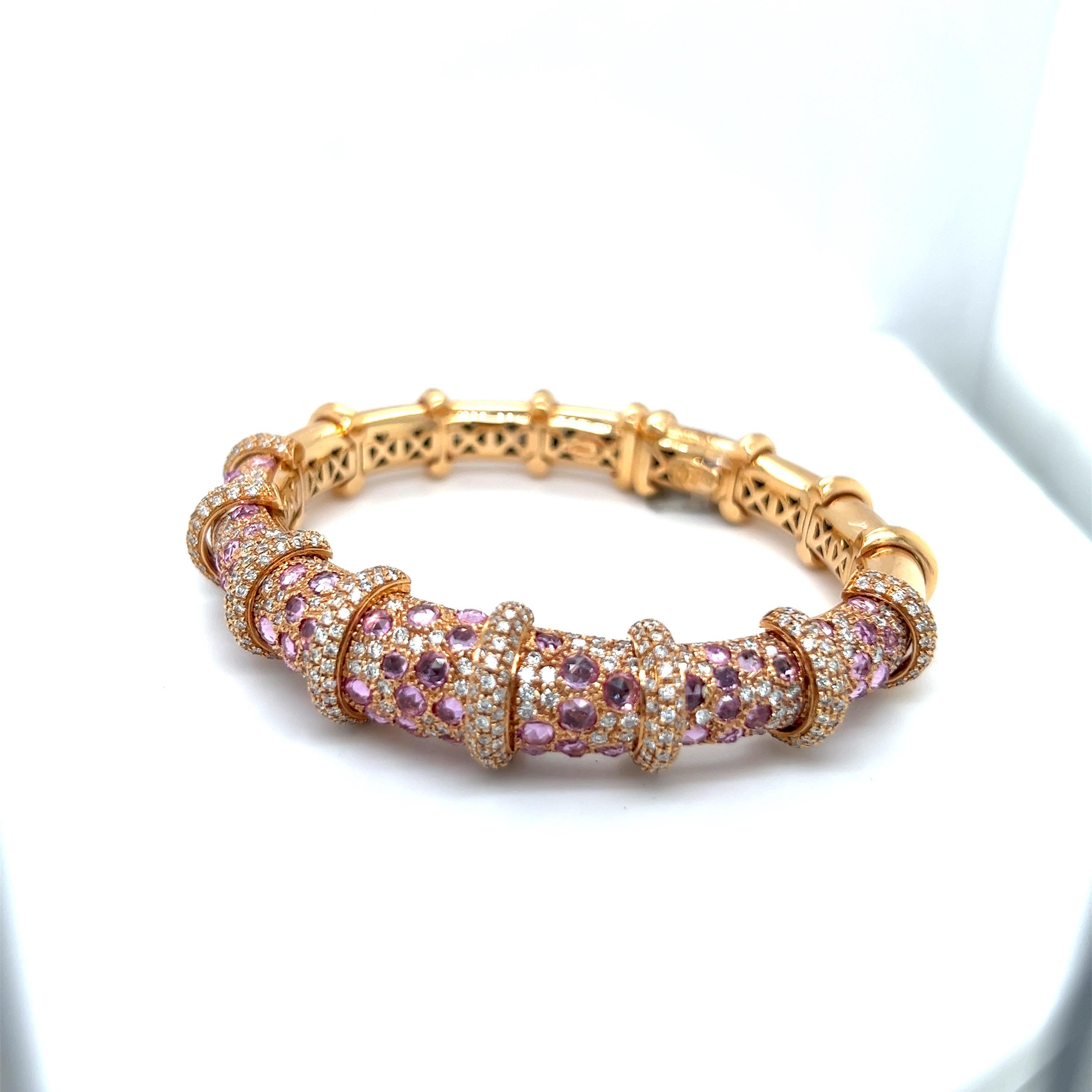 Contemporain Bracelet Verdi pour Cellini 18KT RG en saphir rose de 7,22 carats et diamants de 8,45 carats en vente