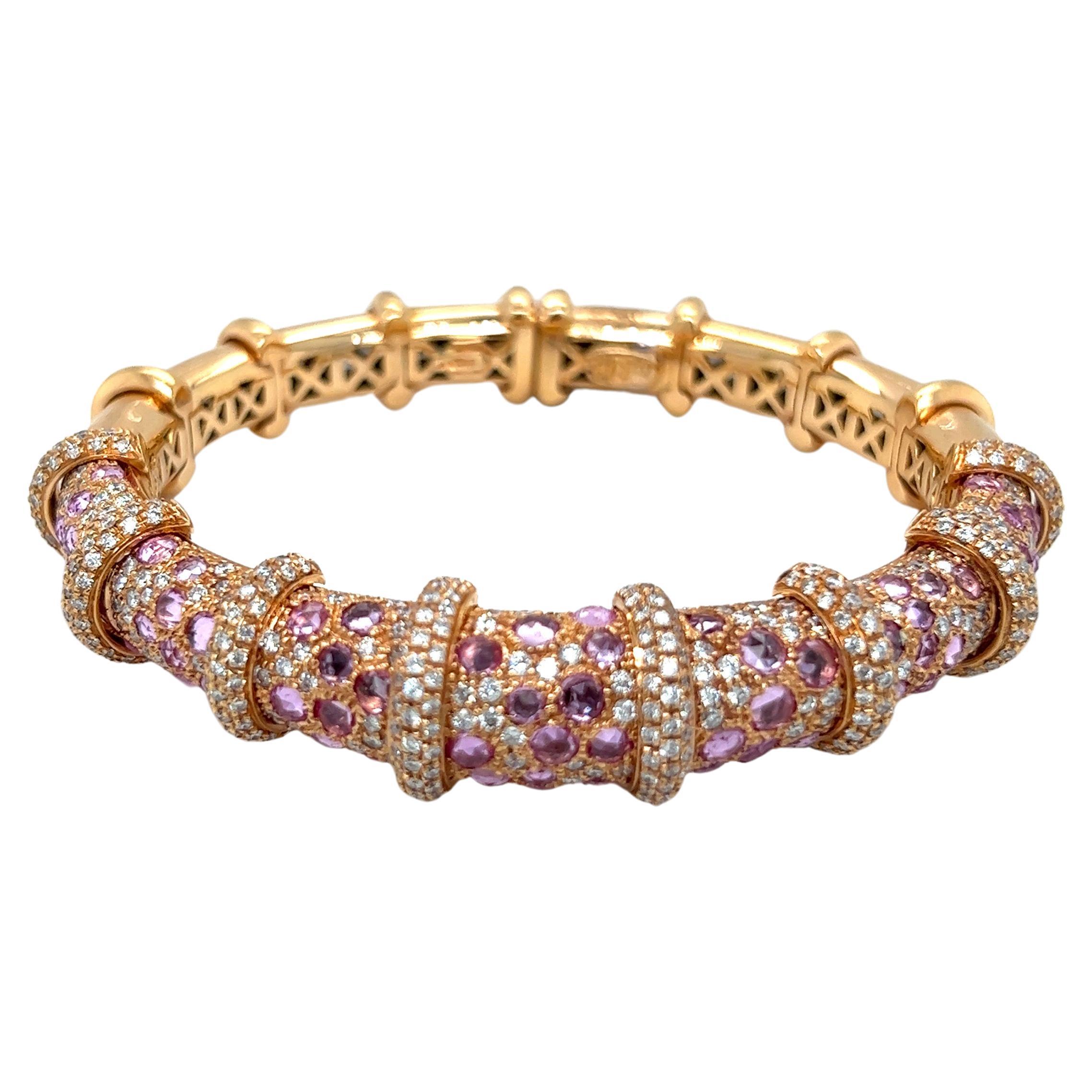 Bracelet Verdi pour Cellini 18KT RG en saphir rose de 7,22 carats et diamants de 8,45 carats
