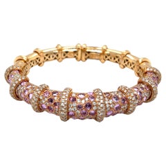 Bracelet Verdi pour Cellini 18KT RG en saphir rose de 7,22 carats et diamants de 8,45 carats