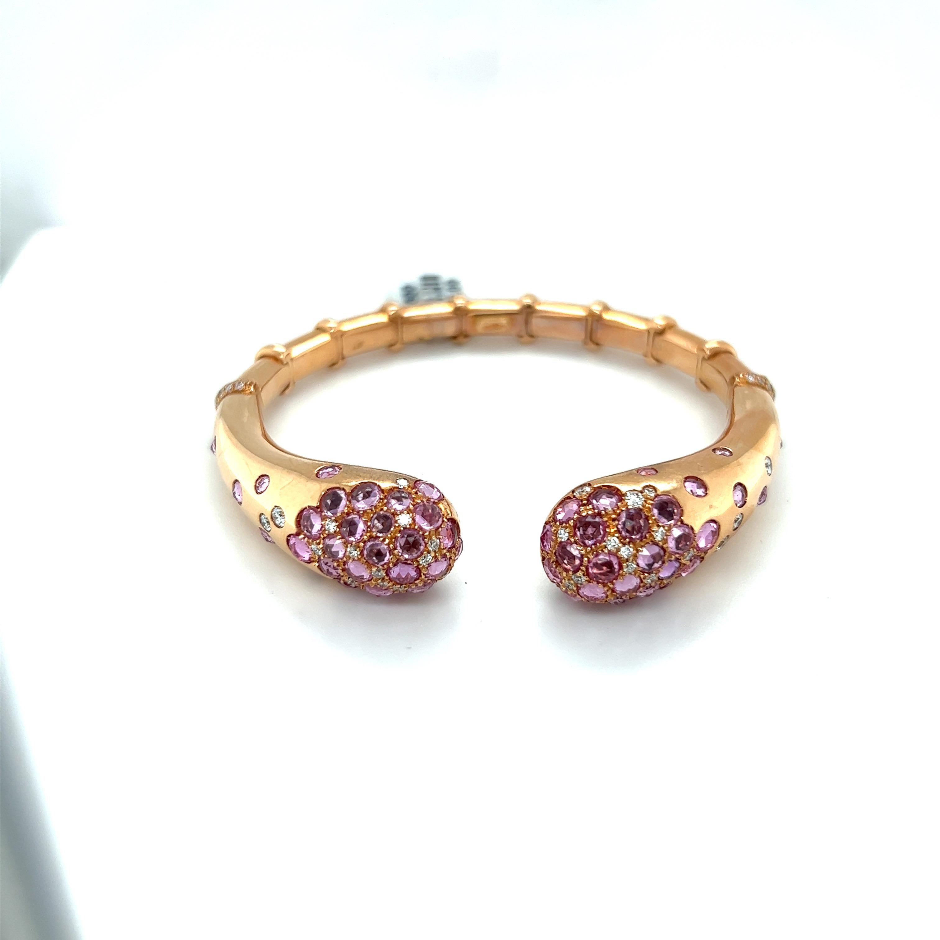 g.Verdi für Cellini 18KT RG Armband mit 7,53 Karat rosa Saphir, .89 Karat Diamanten (Zeitgenössisch) im Angebot