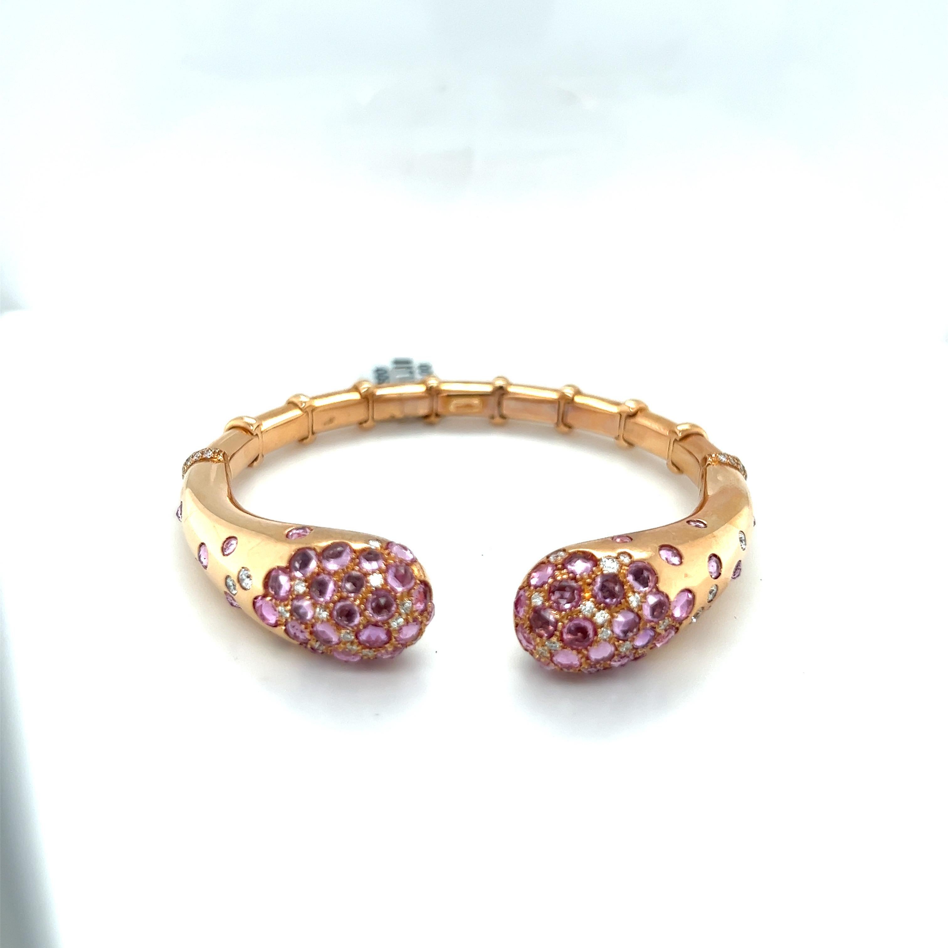 g.Verdi für Cellini 18KT RG Armband mit 7,53 Karat rosa Saphir, .89 Karat Diamanten im Zustand „Neu“ im Angebot in New York, NY