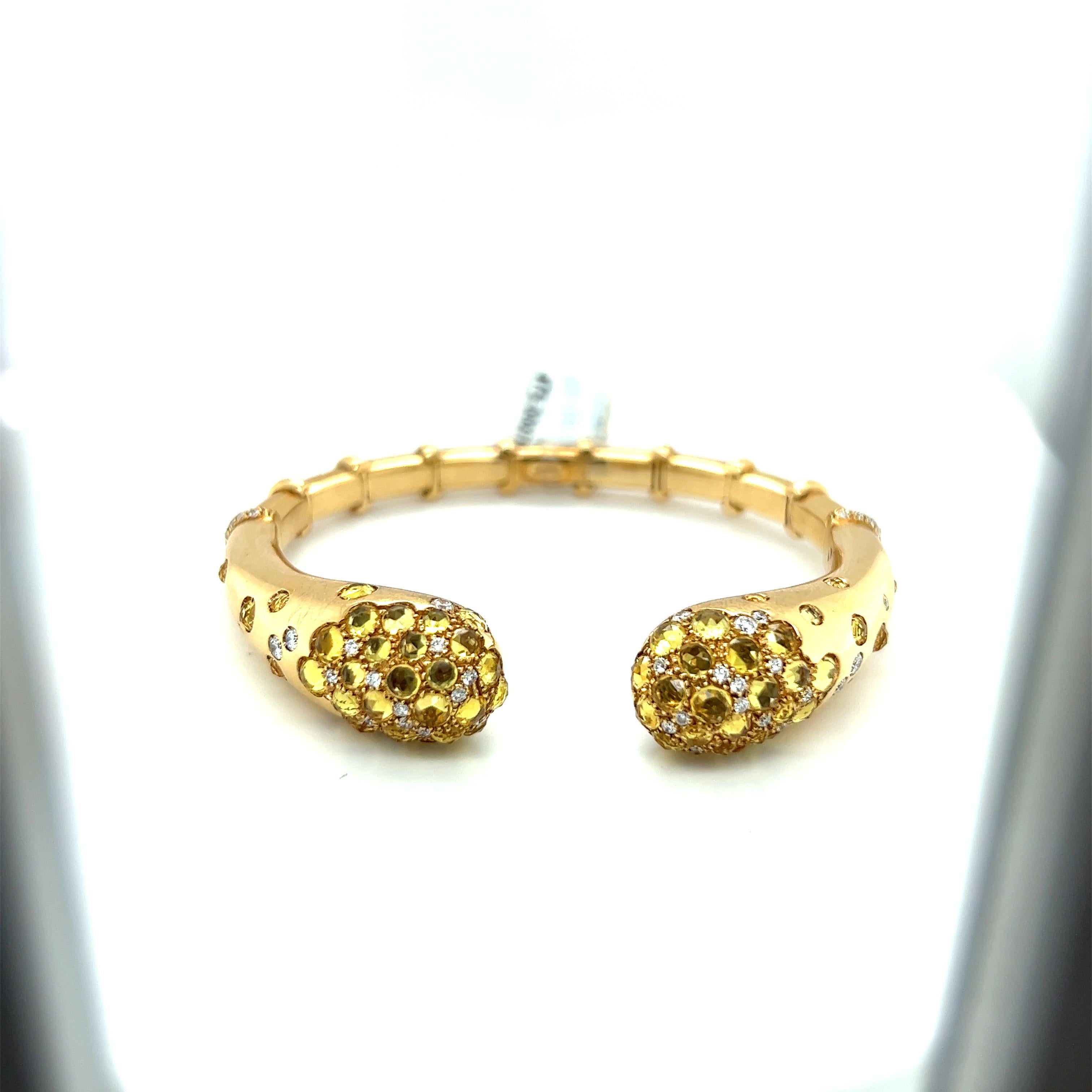 Contemporain Bracelet 18KT YG g.Verdi pour Cellini  8.58Cts.Yellow Sapphire .89 Cts Diamonds en vente