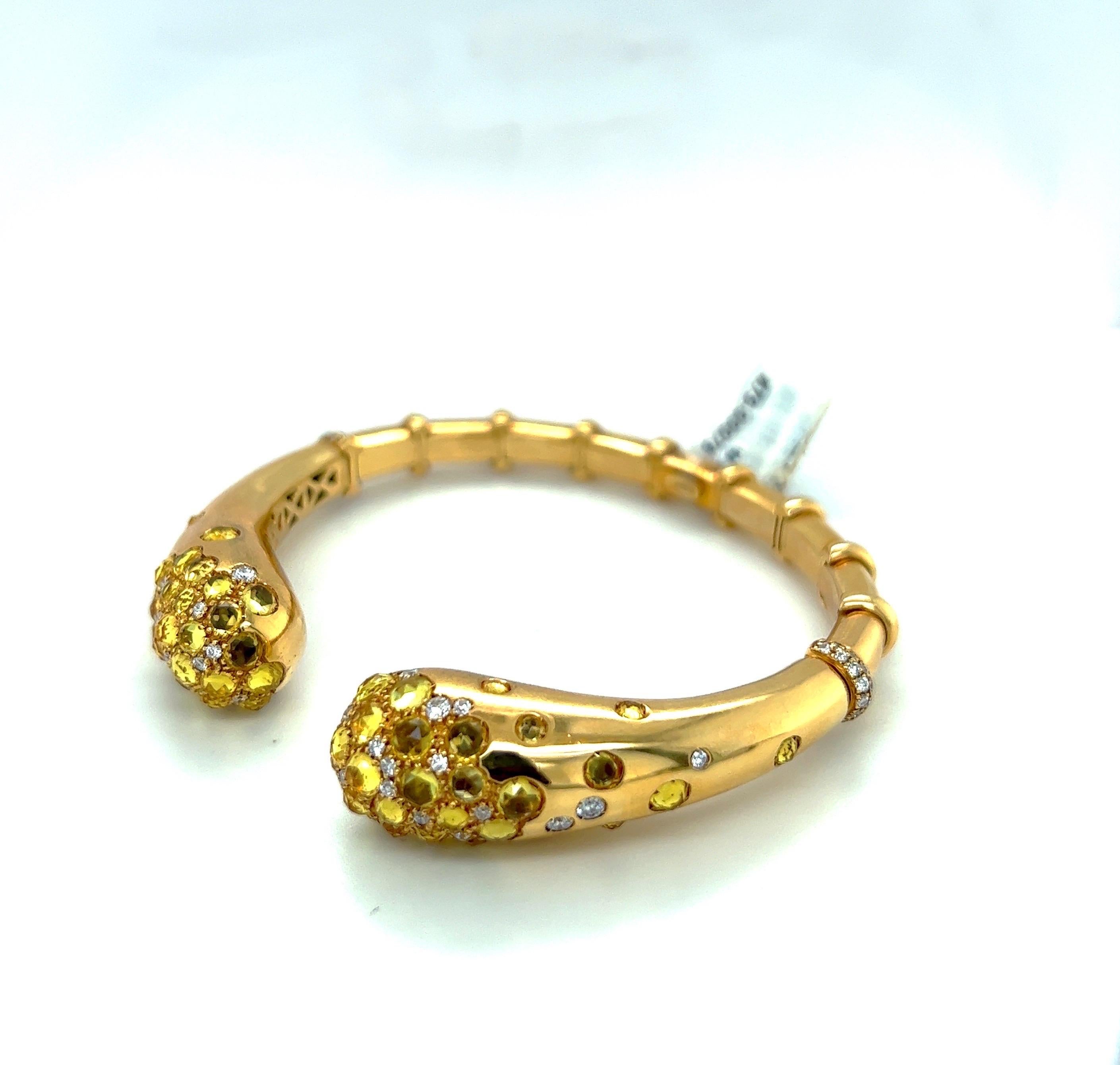 Bracelet 18KT YG g.Verdi pour Cellini  8.58Cts.Yellow Sapphire .89 Cts Diamonds Unisexe en vente