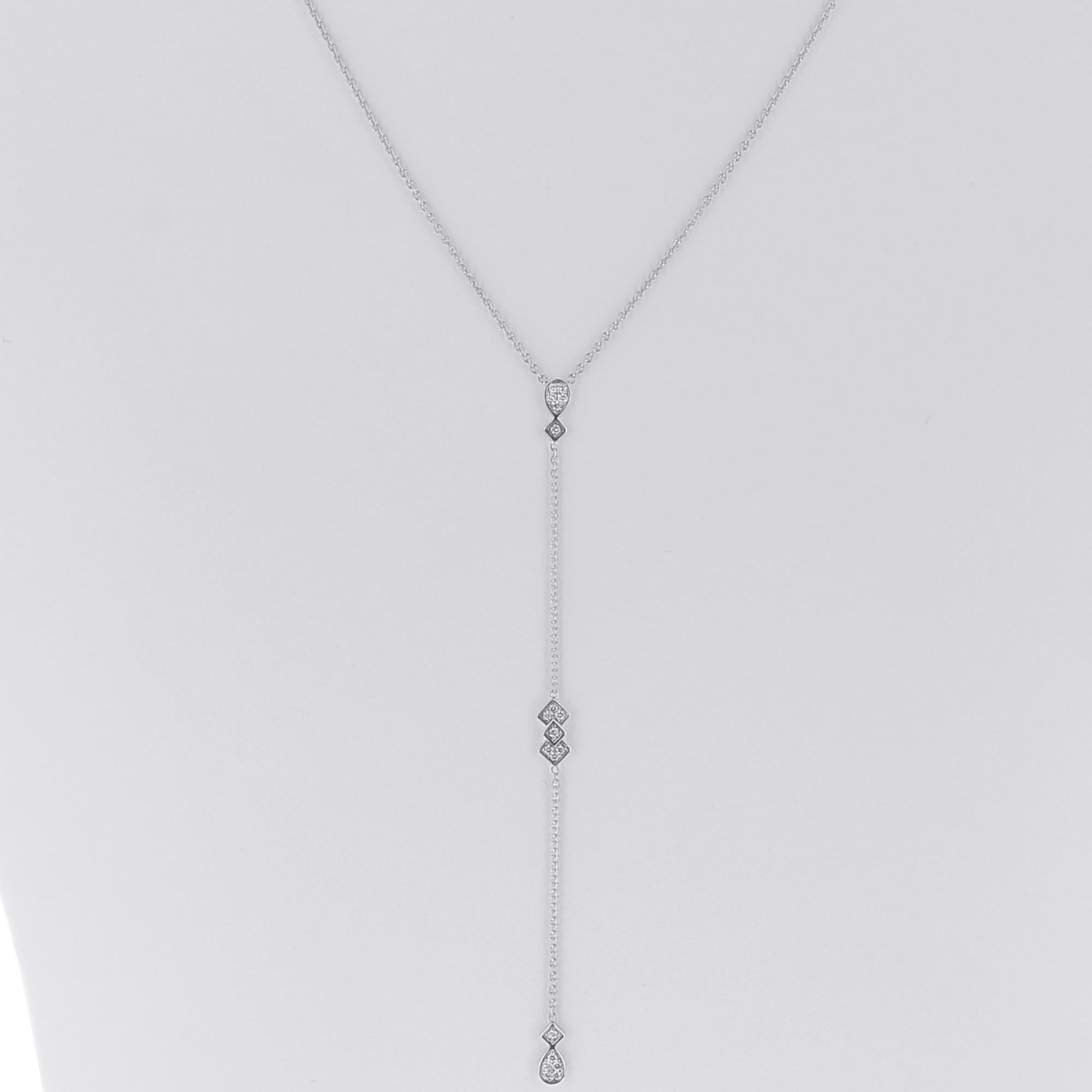 An amazing pendant necklace set with Round Diamonds weighing 0.10 Carats.
The diamonds are GVS grade. 
The Chain is 18K gold. 
The Diamond Necklace weight 3.09 Grams(g).
The Necklace is also available in 18K Rose Gold, 18K Yellow Gold.
