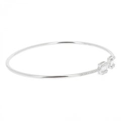GVS 0.38 Carat Round and Baguette Diamond Bangle Bracelet 18 Karat White Gold
