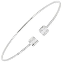 GVS 0.38 Carat Round and Baguette Diamond Bangle Bracelet 18 Karat White Gold