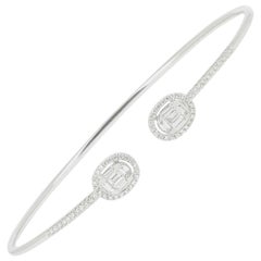 GVS 0.51 Carat Round and Baguette Diamond Bangle Bracelet 18 Karat White Gold