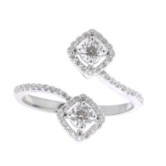 GVS 0.66 Carat Square Diamond Cocktail Ring 18 Karat White Gold Engagement Rings