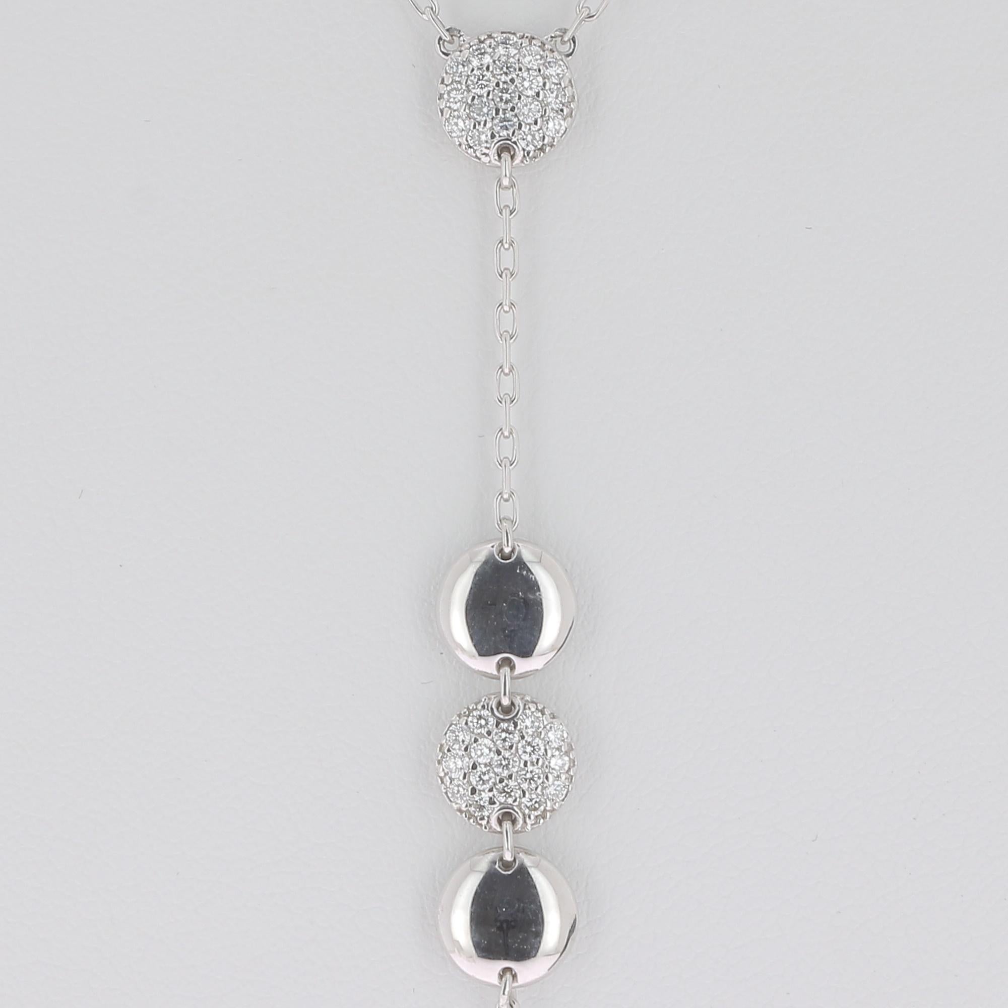 Contemporary GVS 0.75 Carat Round Diamond Drop Necklace 18 Karat White Gold Diamond Necklace
