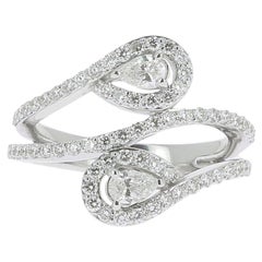 1.00 Carat Duo Pear Round Diamond Ring White Gold Ring ToiEtMoi Ring/Unique Ring