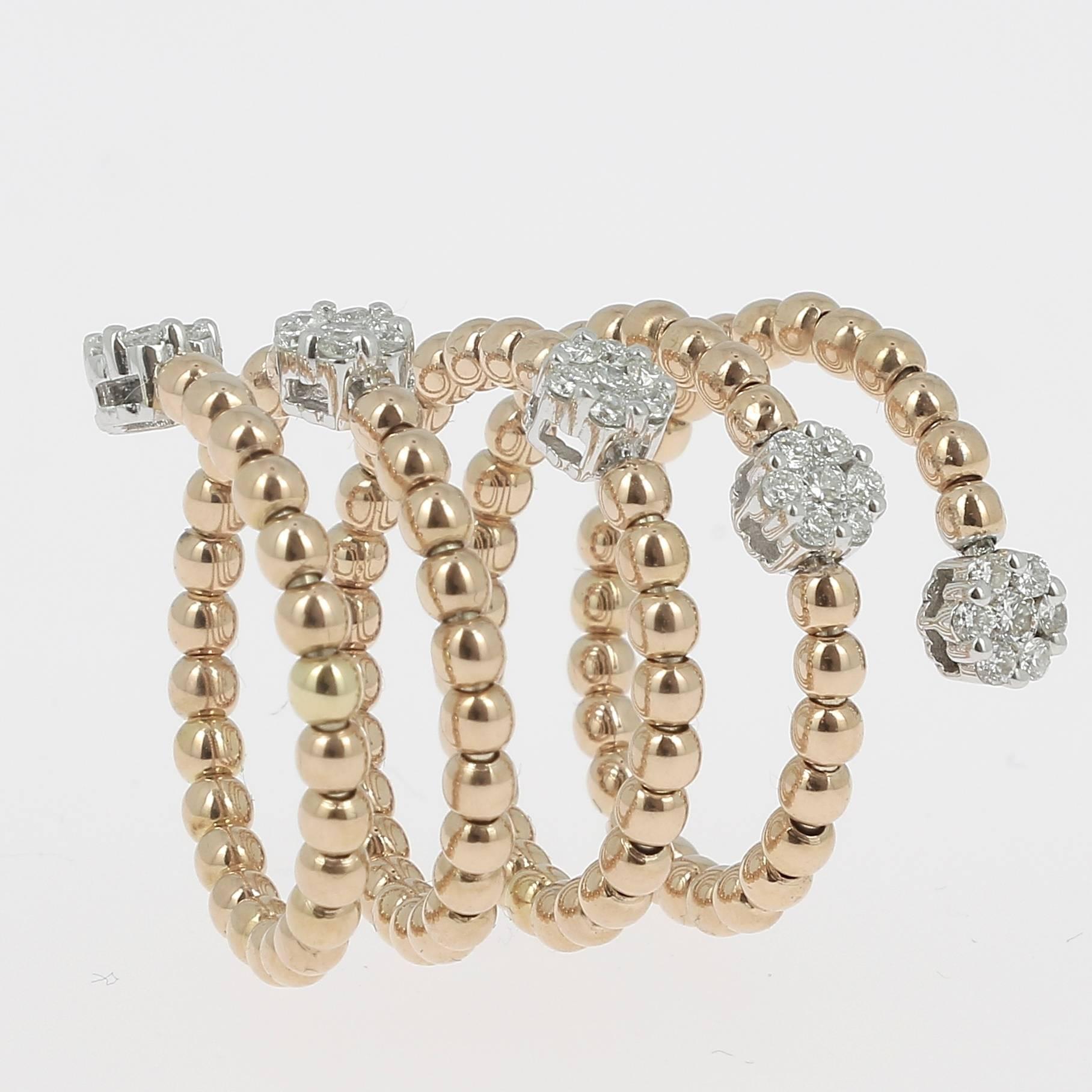 Contemporary 0.62 Carat GVS Diamond Ring 18 K Yellow Gold / Round White Diamond Cocktail Ring For Sale