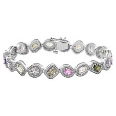 GW Certified 12.50tcw White Gold Sapphire Bracelet