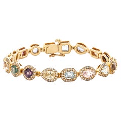 GW Certified 14.80tcw Yellow Gold Mixed Gem Type Bracelet