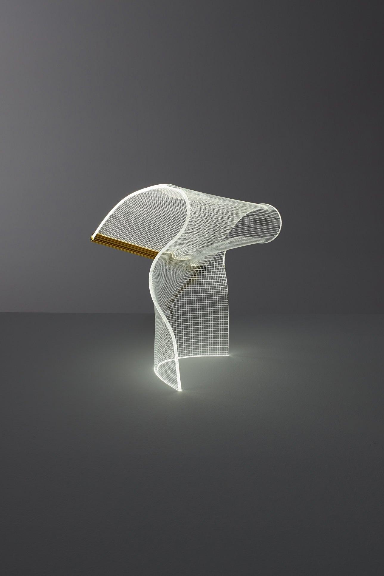 Mid-Century Modern Gweilo Song Table Lamp in Silver Adonised by Partisans 2016 For Sale
