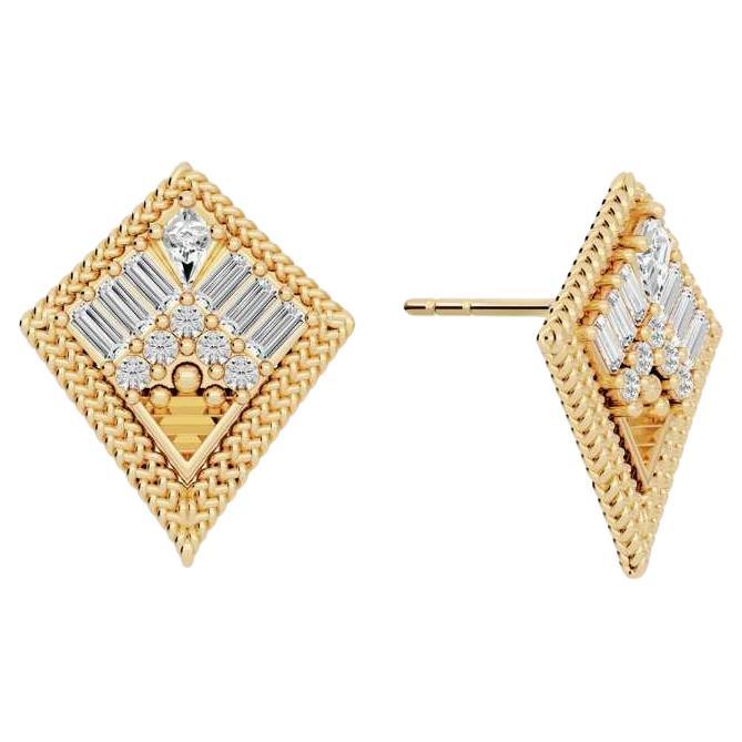 Gwen Beloti .75 Carat Diamond Kite Motif Earrings For Sale