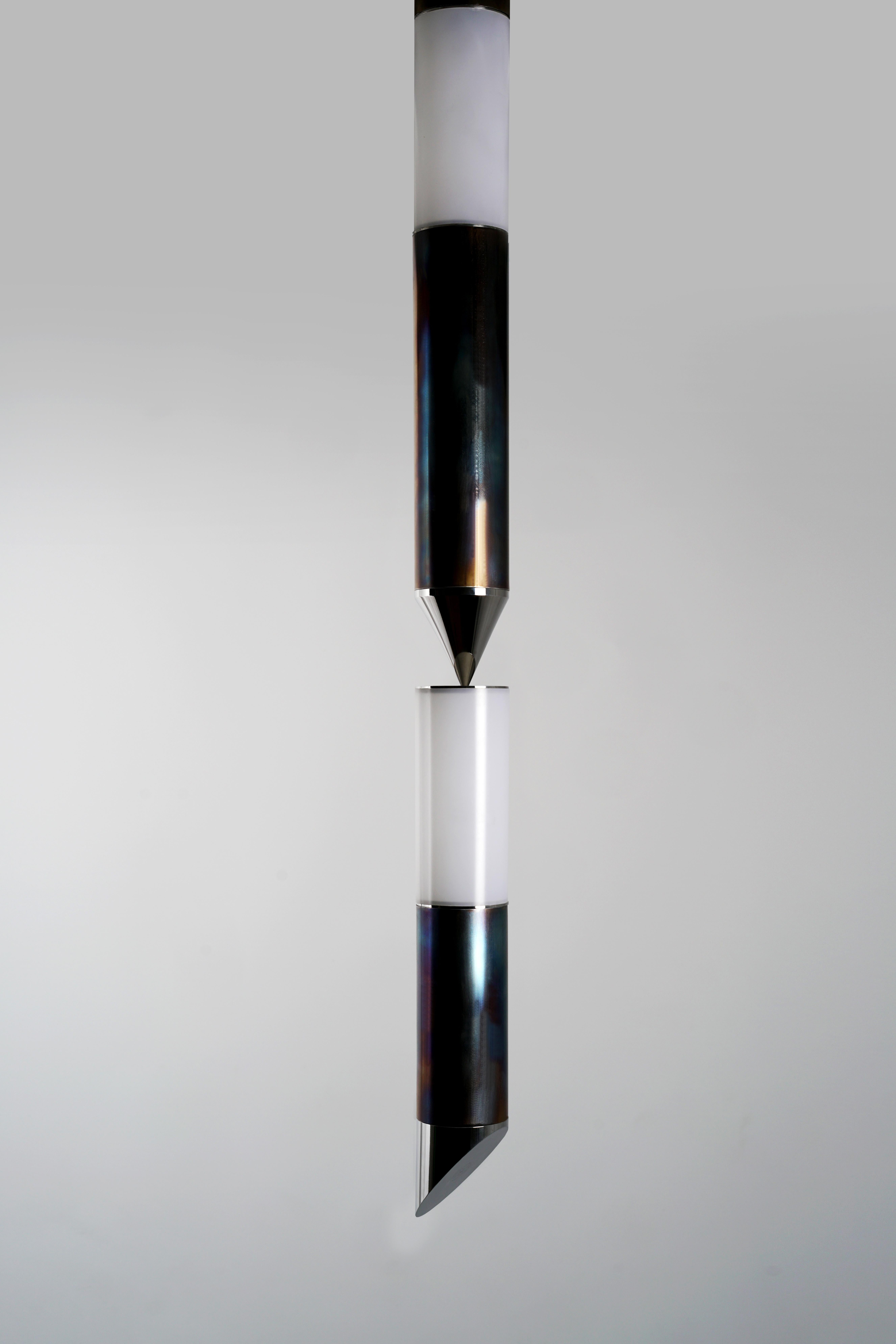 Gwen Zeitgenössischer skulpturaler LED-Kronleuchter, Messing massiv, Alabaster im Angebot 4