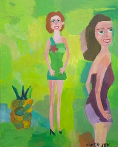 "Untitled- Dancing Women in Dresses" by Gwen Joy. Painting on Canvas