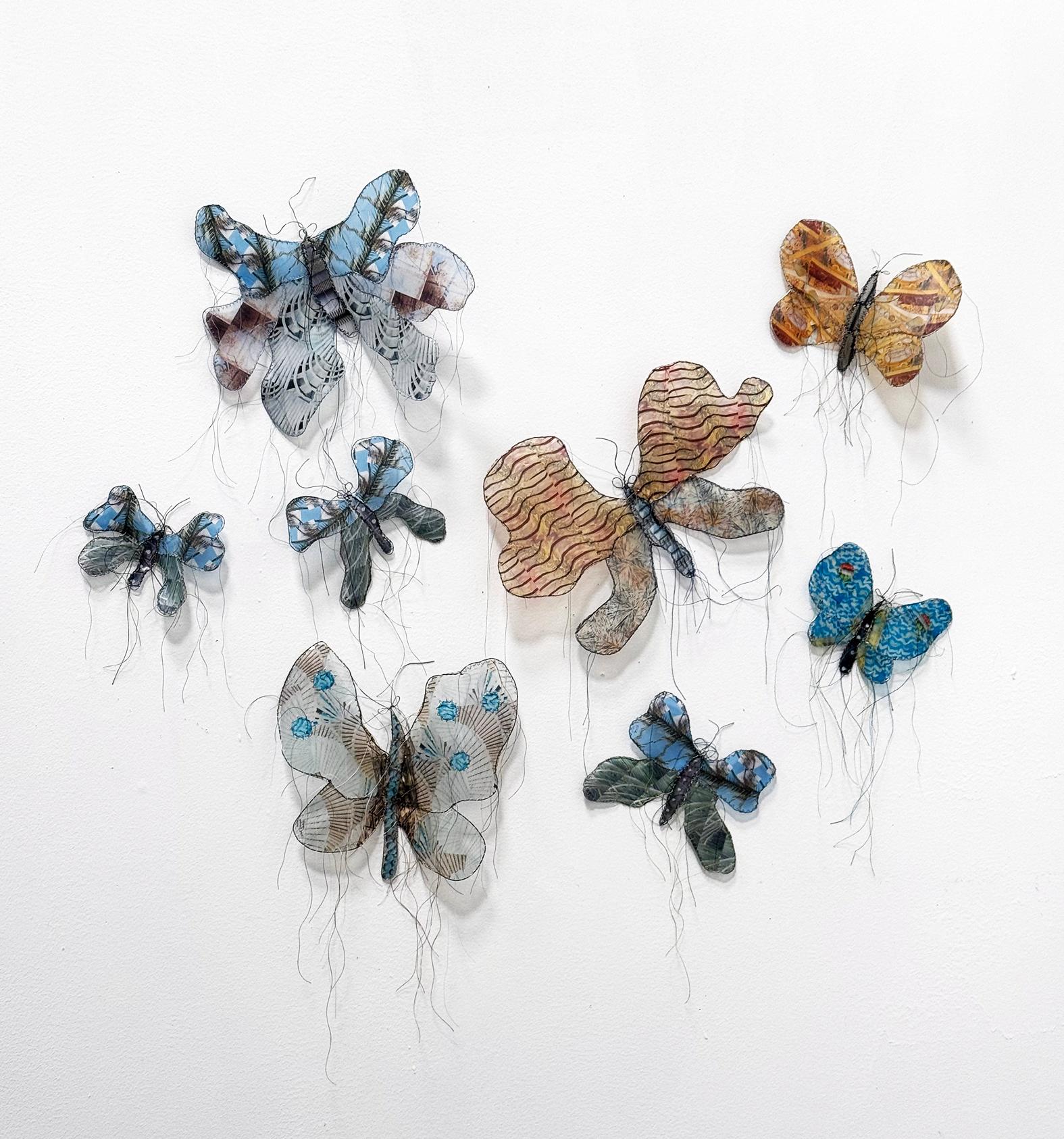 Gwen Samuels Figurative Sculpture - Eight Butterflies #2 - Installation Mixed Media Butterfly Sculpture