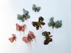 Ocho mariposas - Instalación Escultura de mariposa de técnica mixta
