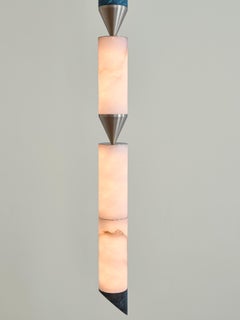 Gwen Single XL Contemporary Sculptural LED Suspension, albâtre et laiton