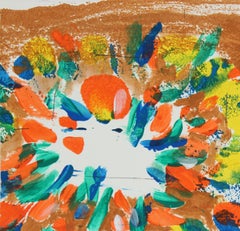 Colorful Abstract Monoprint on Paper by Gwen Stone, late 20th Century