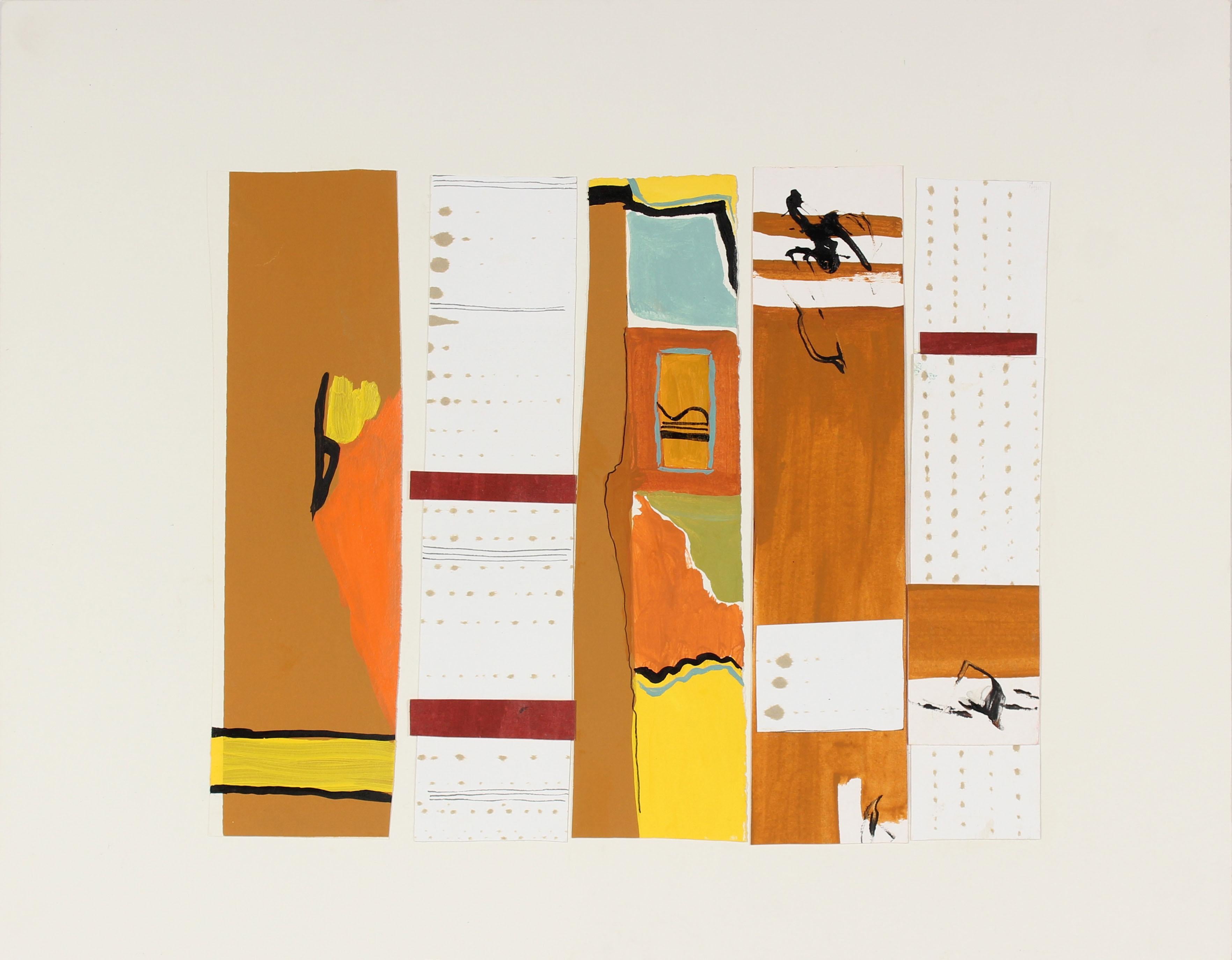 Gwen Stone Abstract Print - "5 Notions with Sienna" Multi-Media Collage on Paper