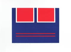 "Military Blue" Geometric Abstract Serigraph, Circa 1978