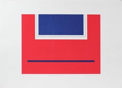 "Military Red" Geometric Abstract Serigraph, Circa Late 20th Century