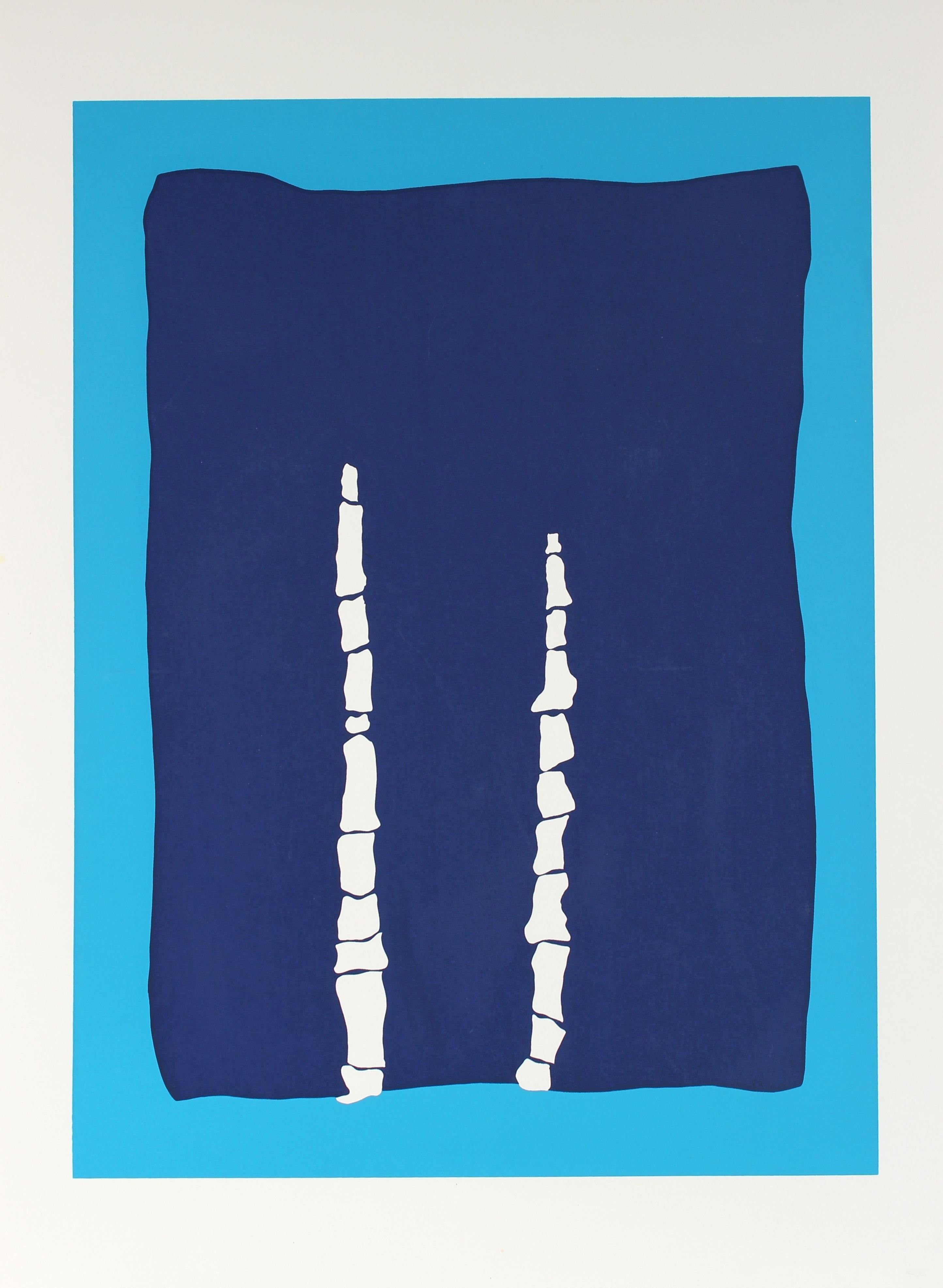 Gwen Stone Abstract Print - "Toys in Blue" Abstract Serigraph on Paper