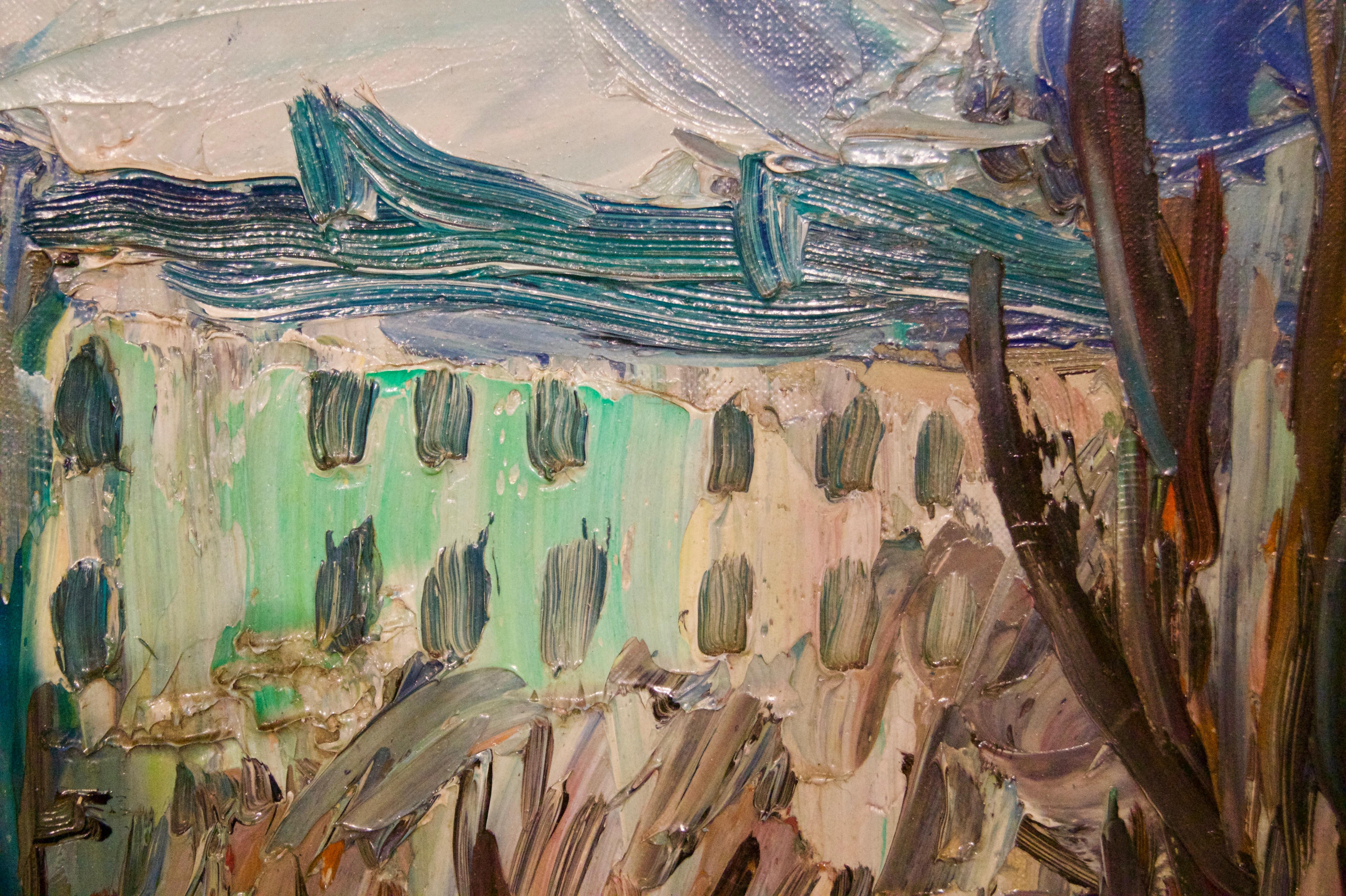 Centro de Londres - Óleo impresionista sobre lienzo de principios del siglo XX por Gwen Collins - Painting Impresionista de Gwendolyn Collins
