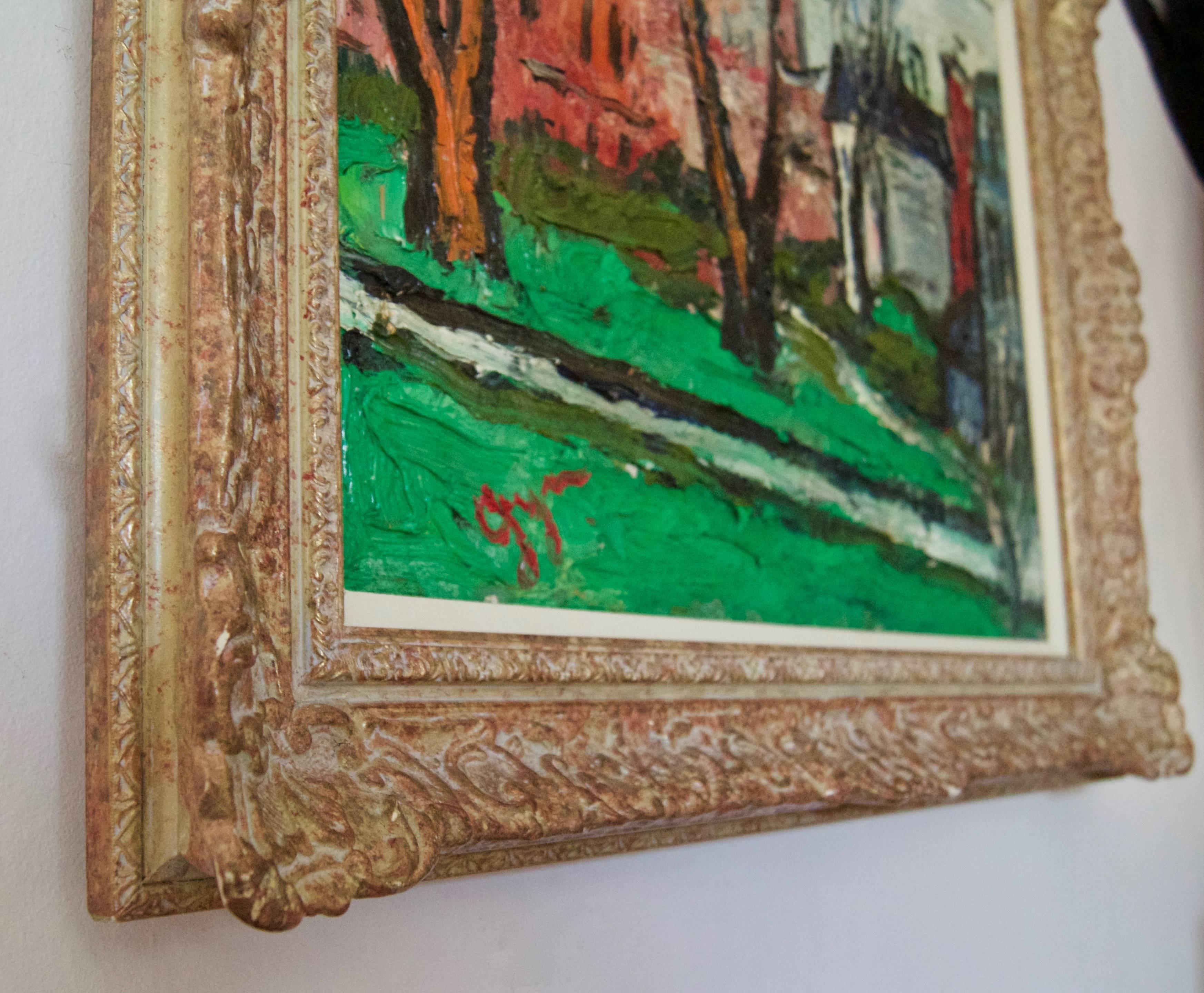 Giornata d'inverno a Kensington - Olio impressionista dei primi del Novecento di Gwen Collins - Painting Impressionismo di Gwendolyn Collins