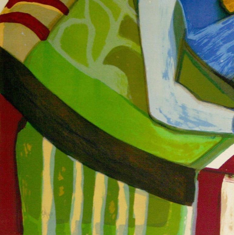 Berceuse : Jacob Lawrence épouse, mère et enfant embrassés dans un intérieur abstrait. en vente 2